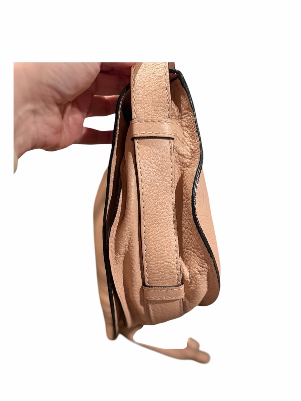 Chloe Medium Marcie Soft Pink Leather Crossbody Saddle Bag - Picture 3 of 10